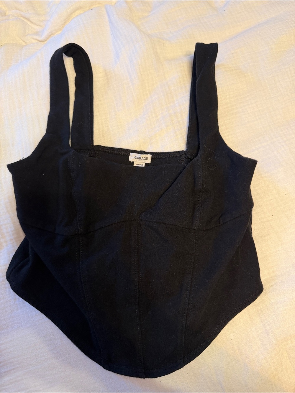 Garage Black Square-Neck Crop Tank